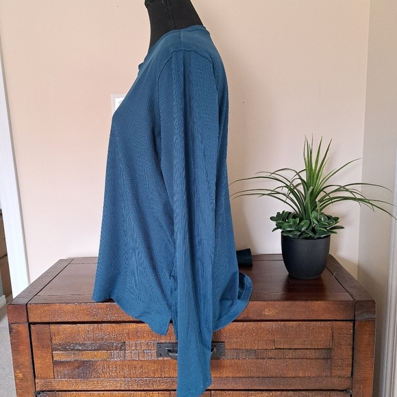 Danskin Active Top Ribbed Women's Large Blue Long Sleeved Crewneck Tee - Picture 7 of 16